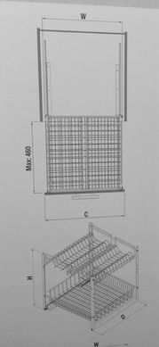 Карго 2-х уровневое с сеткой тарелок в секцию 600мм, хром 510х500х520 с доводч., S-2167