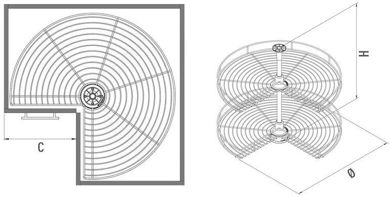 Карусель 3/4 d=600 х 650-700 антрацит, S-3020-А